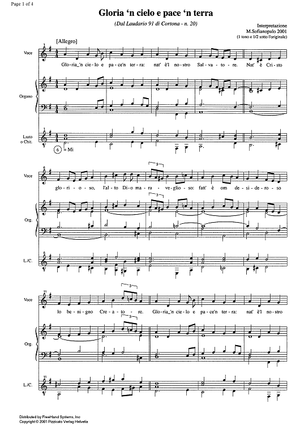 Gloria 'n cielo e pace 'n terra - Score