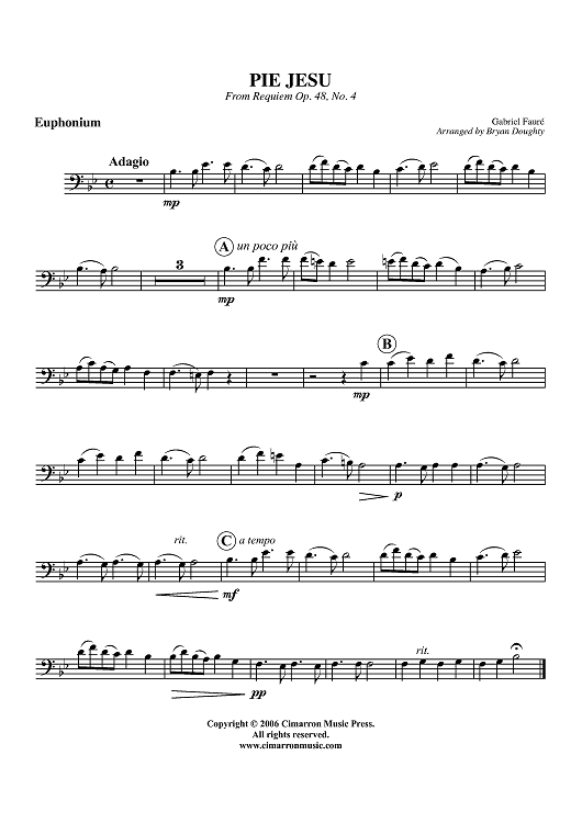 Pie Jesu (from Requiem Op. 48, No. 4) - Euphonium BC/TC