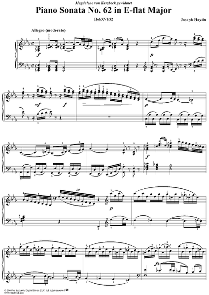 Piano Sonata no. 62 in E-flat major, HobXVI/52