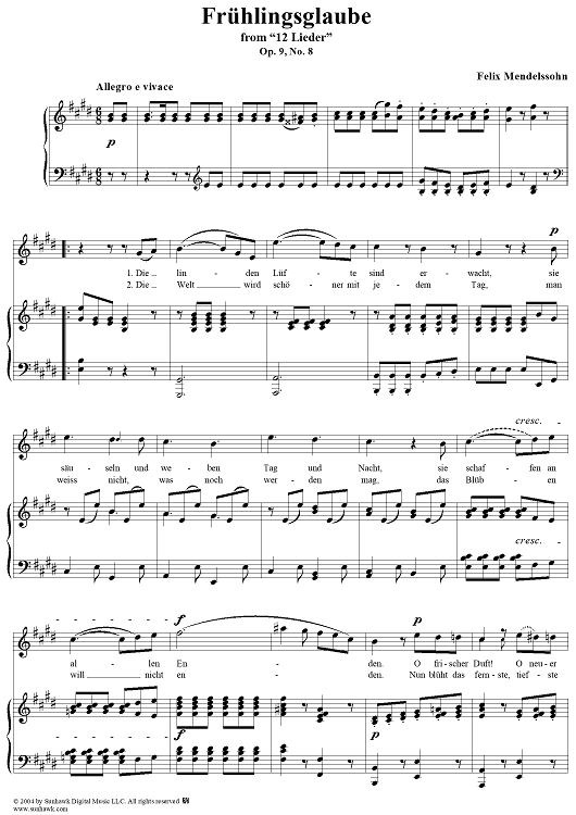 Twelve Lieder, Op. 9, No. 8: "Faith in Spring" (Frühlingsglaube)