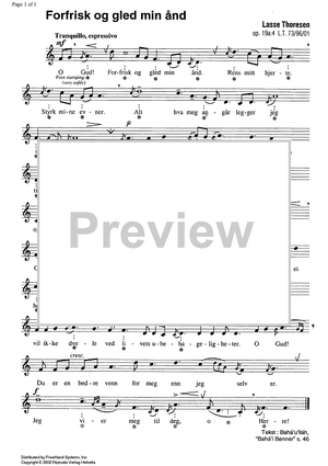 Forfrisk og gled min aand (No. 4 from Helligkvad Op.19a) - Score and Parts