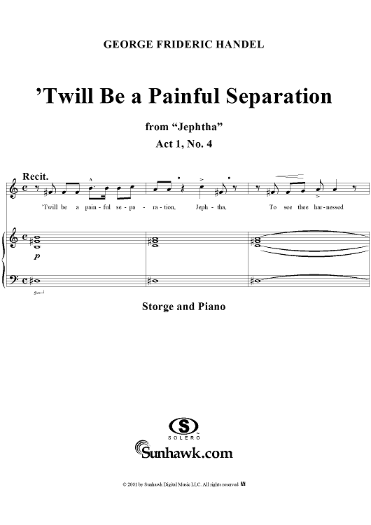 Jephtha Oratorio, Act 1, no.4: 'Twill Be A Painful Separation, Recit.