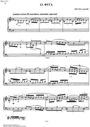 Fugue on theme by Albinoni b minor BWV 951a