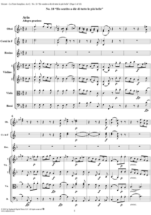 "Ho sentito a dir di tutte le più belle", No. 18 from "La Finta Semplice", Act 2, K46a (K51) - Full Score