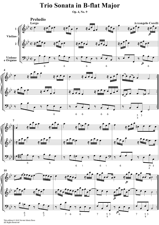 Trio Sonata in Bb Major  - Op. 4, No. 9 - Score
