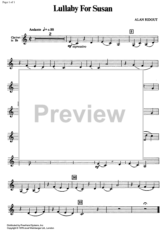 Elementary 2/4 - Lullaby for Susan - Clarinet