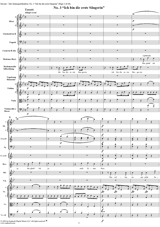 Der Schauspieldirektor - Full Score