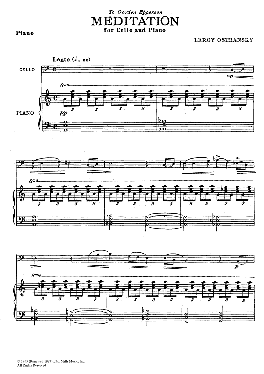 Meditation for Cello and Piano