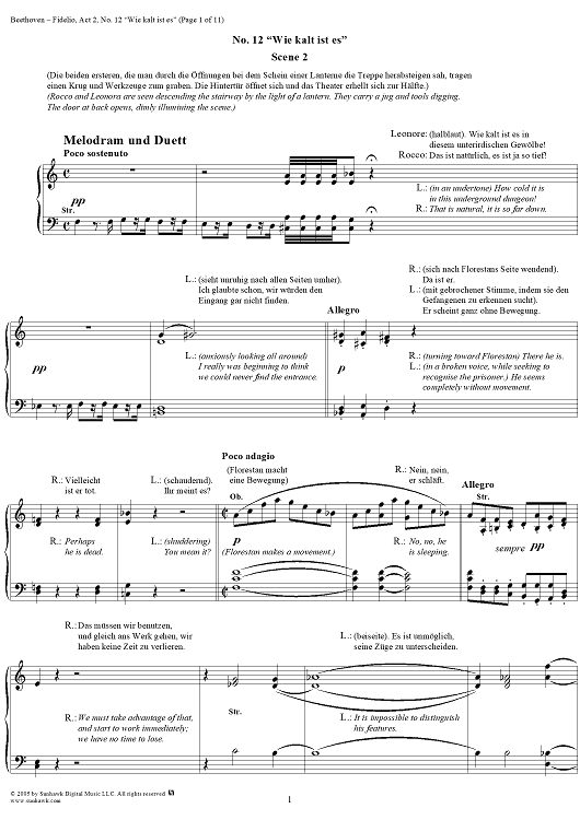 Fidelio, Op. 72, No. 12: "Wie kalt ist es"