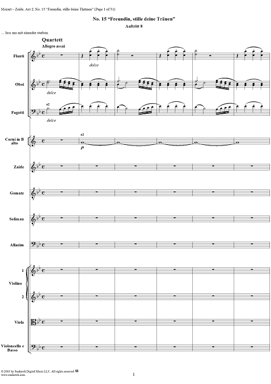 "Freundin, stille deine Tränen", No. 15 from "Zaide", Act 2, K336b (K344) - Full Score