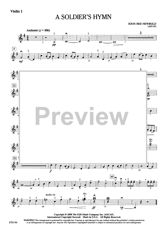 A Soldier's Hymn - Violin 1