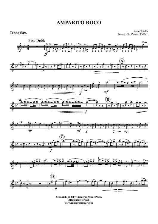 Amparito Roco - Tenor Saxophone