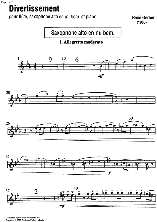 Divertissement - E-flat Alto Saxophone