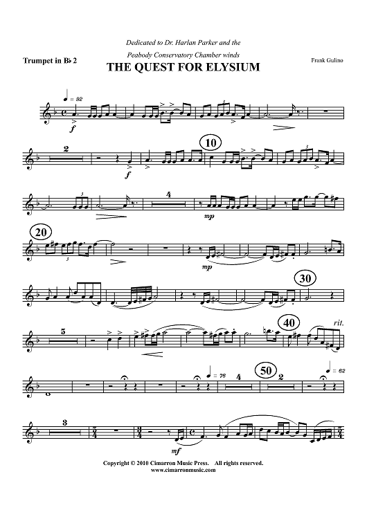 The Quest For Elysium - Trumpet 2 in B-flat