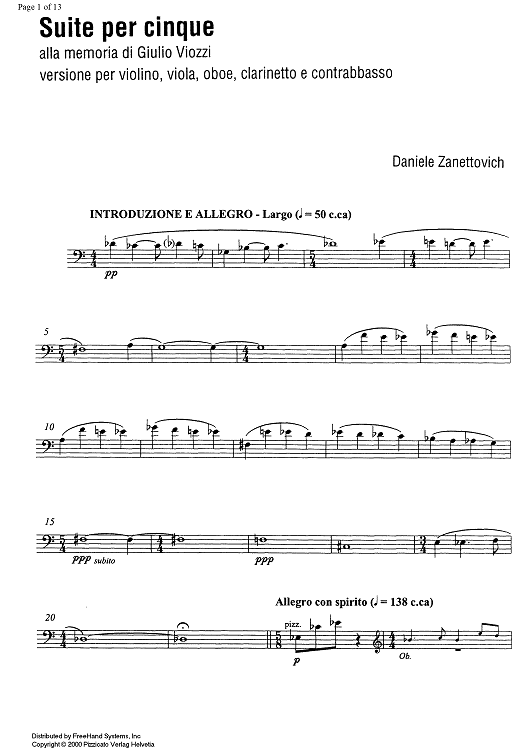 Suite per cinque - Double Bass