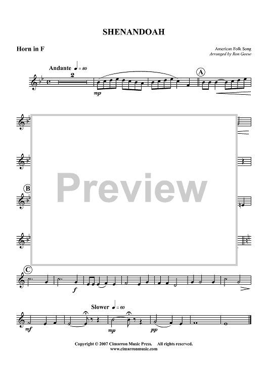 Shenandoah - Horn in F