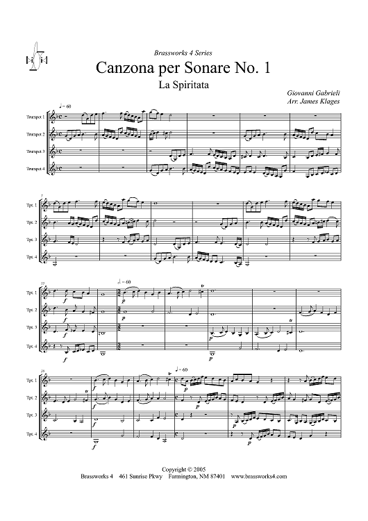 Canzona per Sonare No. 1 - Score
