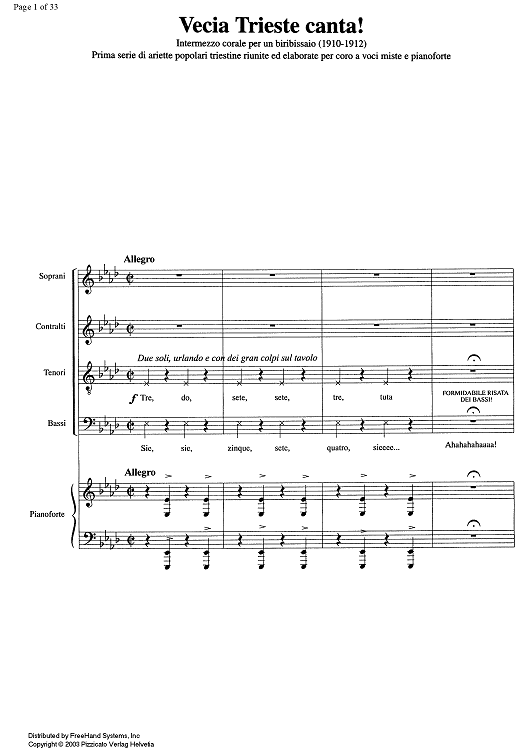 Vecia Trieste Canta! - Score