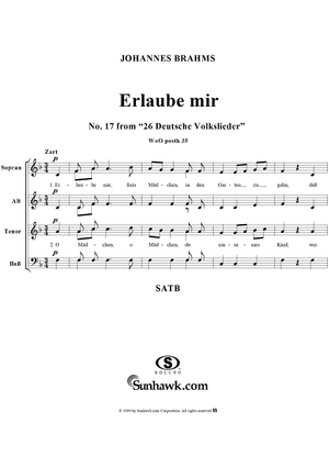 Erlaube mir - No. 17 from "26 Deutsche Volkslieder" WoO posth 35