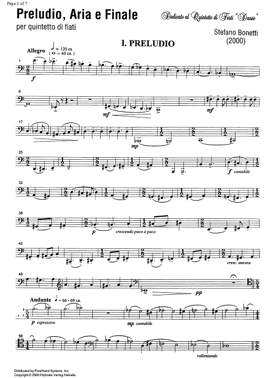 Preludio, Aria e Finale - Bassoon