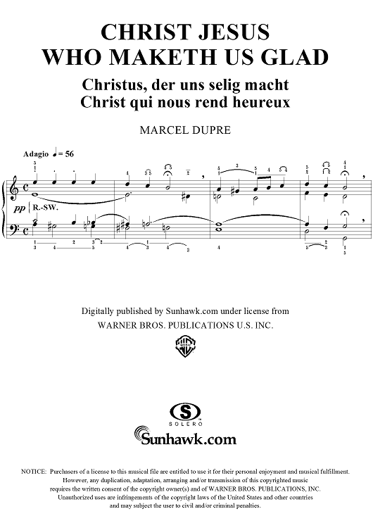 Christ Jesus Who Maketh Us Glad, from "Seventy-Nine Chorales", Op. 28, No. 15