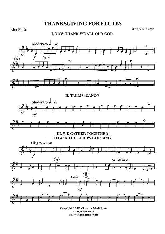 Thanksgiving for Flutes - Alto Flute