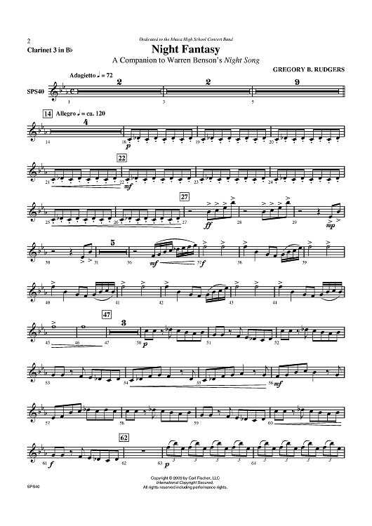 Night Fantasy - Clarinet 3 in B-flat