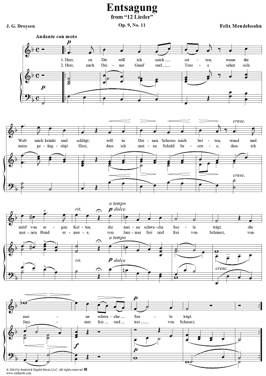 Twelve Lieder, Op. 9, No. 11: "Resignation" (Entsagung)