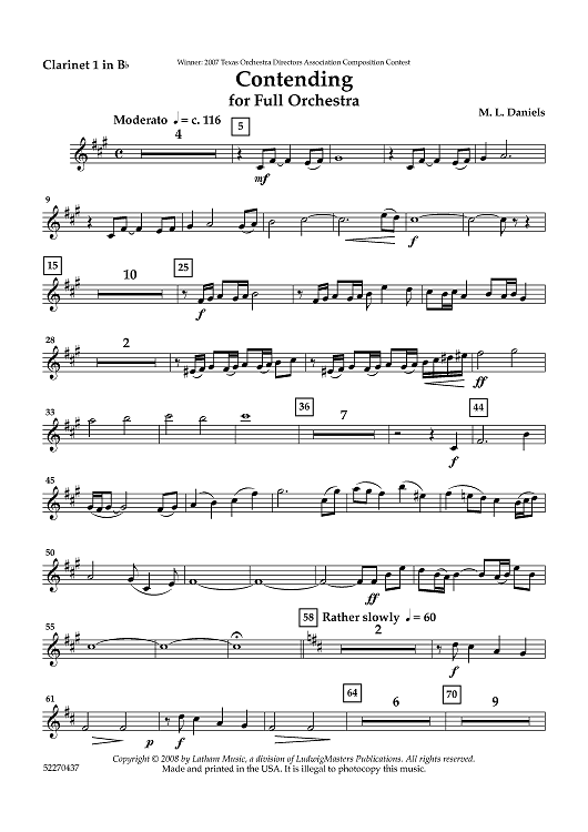 Contending - Clarinet 1 in Bb