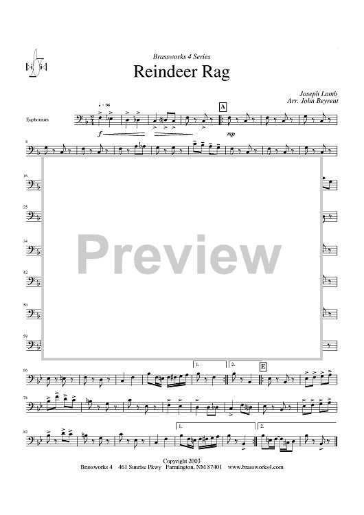 Reindeer Rag - Euphonium