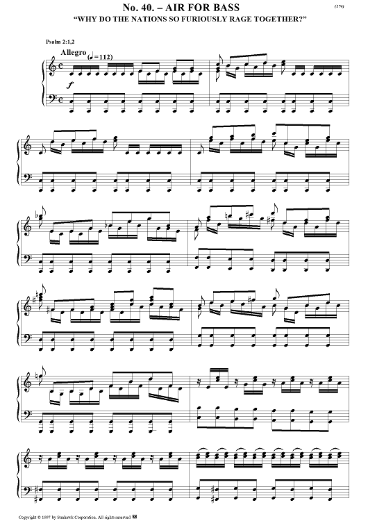 Messiah, no. 40: Why do the nations so furiously rage - Piano Score