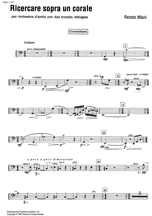 Ricercare sopra un corale - Double Bass