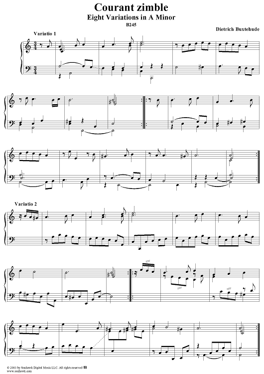 "Courant zimble", Eight Variations in A Minor (B245)