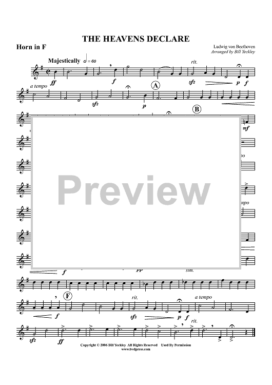 The Heavans Declare - Horn in F