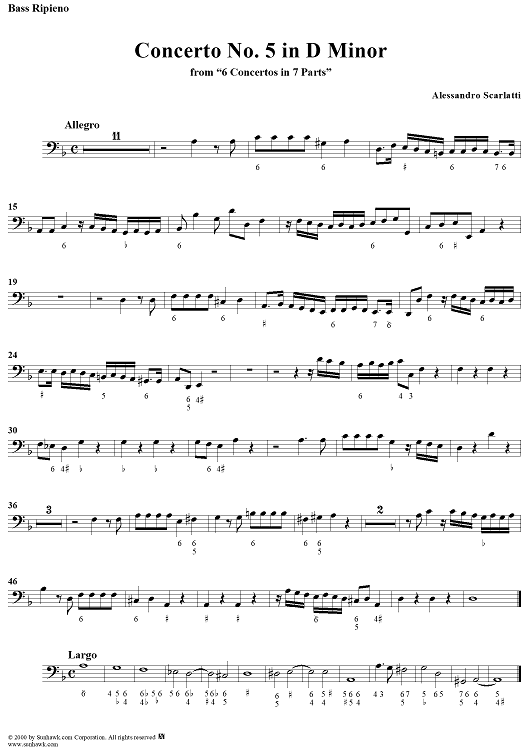 Concerto No. 5 in D Minor from "6 Concerti Grossi" - From "6 Concertos in 7 Parts" - Bass