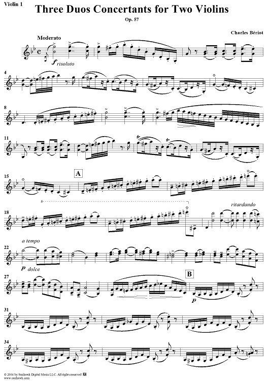 Three Duos, Op. 57 - Violin 1
