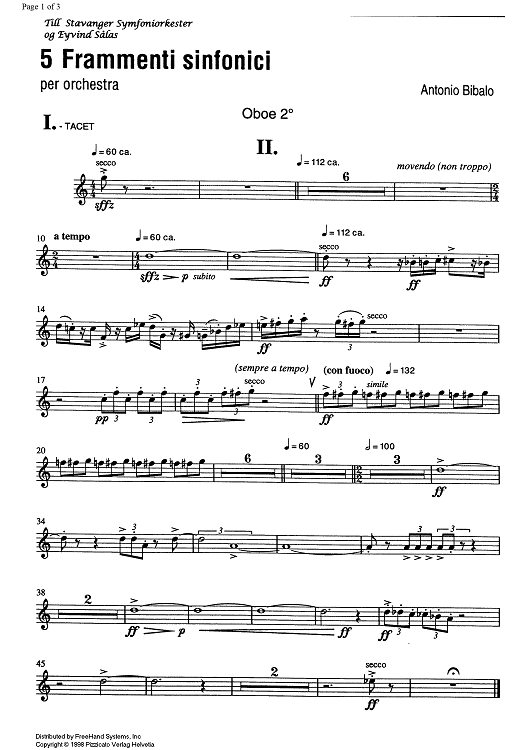 5 Frammenti sinfonici - Oboe 2