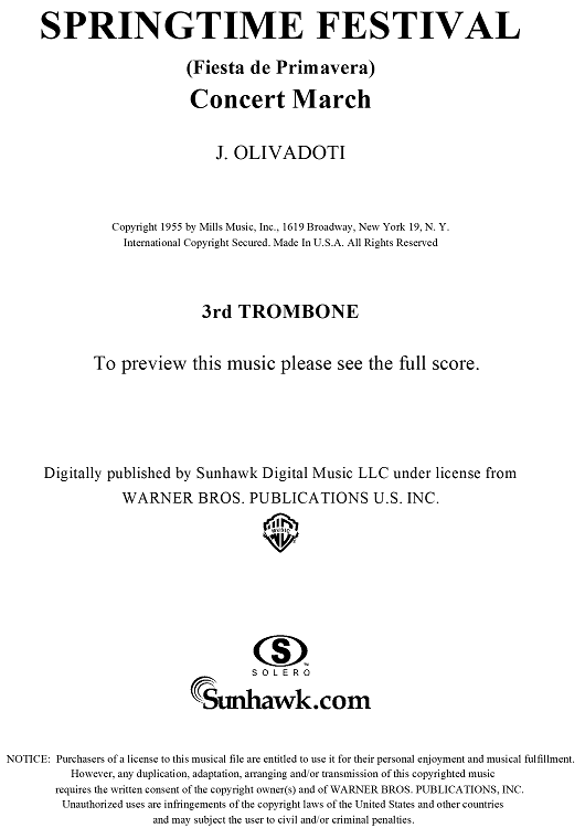 Springtime Festival - Trombone 3