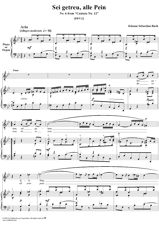 "Sei getreu, alle Pein" (aria), No. 6 from Cantata No. 12