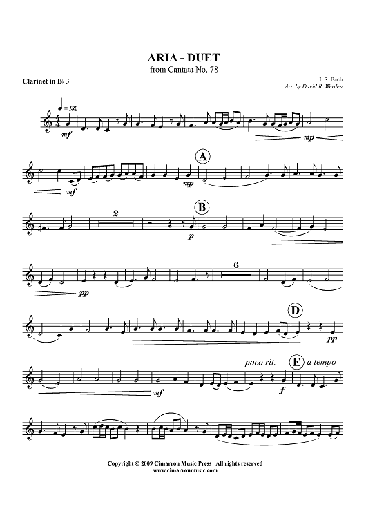 Aria - Duet from Cantata No. 78 - Clarinet 3 in Bb
