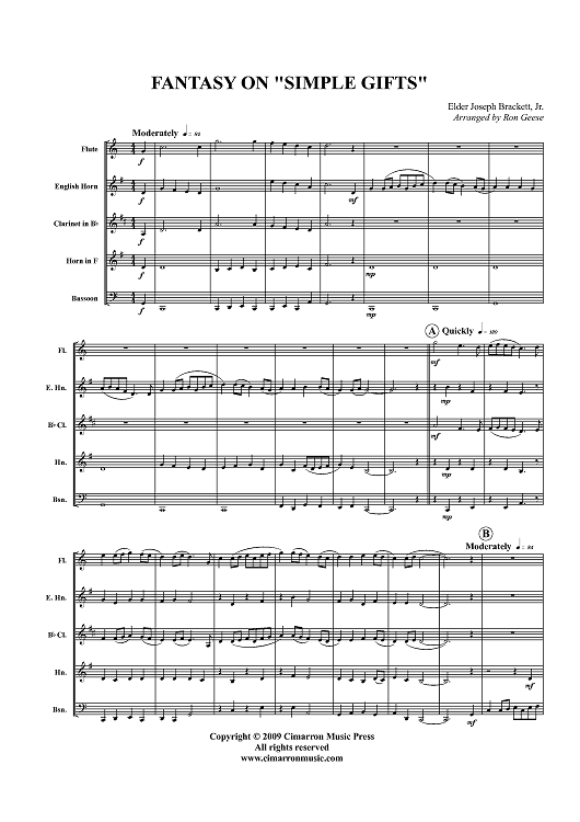 Fantasy On “Simple Gifts” - Score