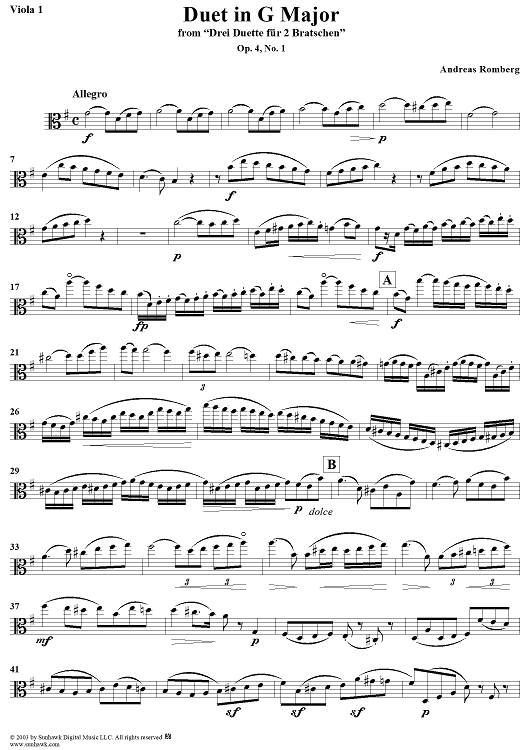 Duet No. 1 in G Major - Viola 1
