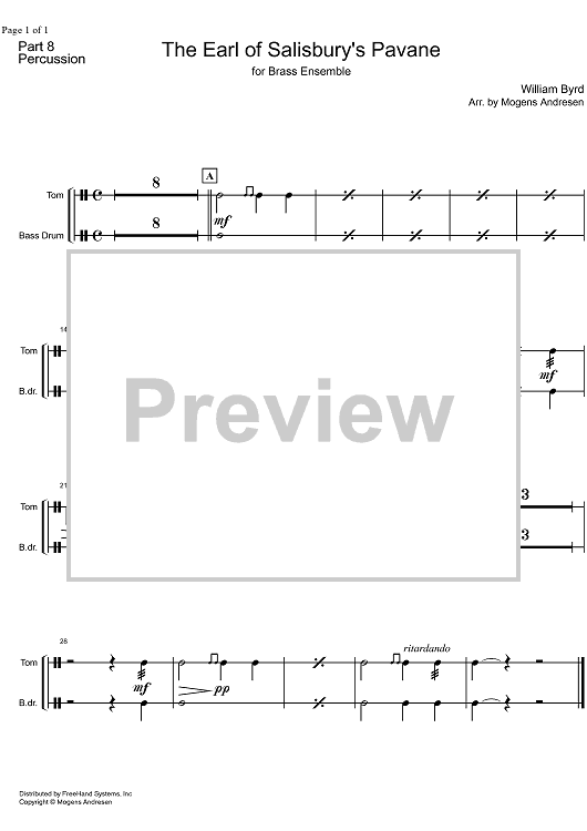 The Earl of Salisbury's Pavane - Percussion