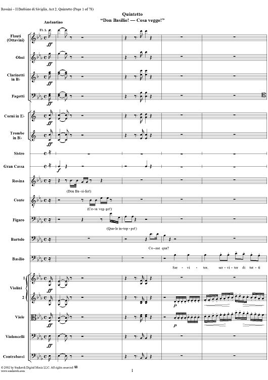 Scena e Quintetto: Don Basilio! - Cosa veggo!, No. 15 from "Il Barbiere di Siviglia" - Full Score