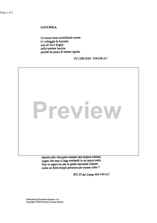 Con ali lievi, fragili (Three poems on chinese texts) - Lyrics