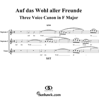 Auf das Wohl aller Freunde, three voice canon in F Major, K508