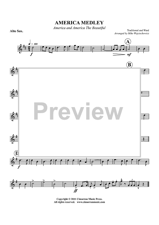 America Medley - America and America The Beautiful - Alto Sax