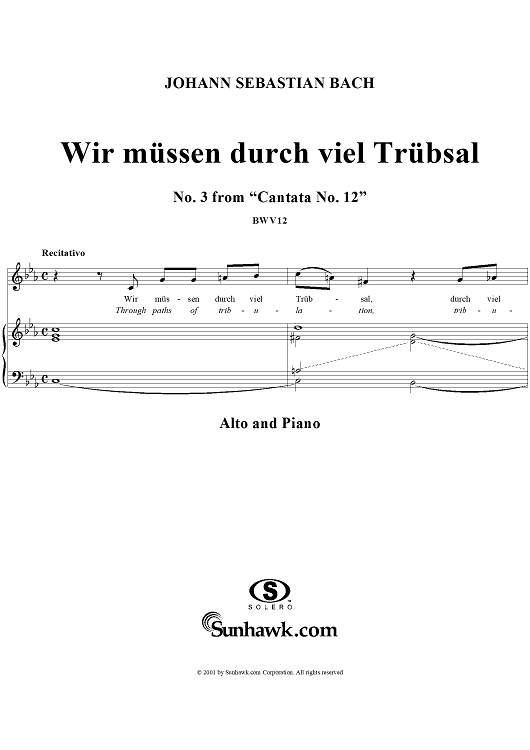 "Wir müssen durch viel Trübsal" (recitative), No. 3 from Cantata No. 12