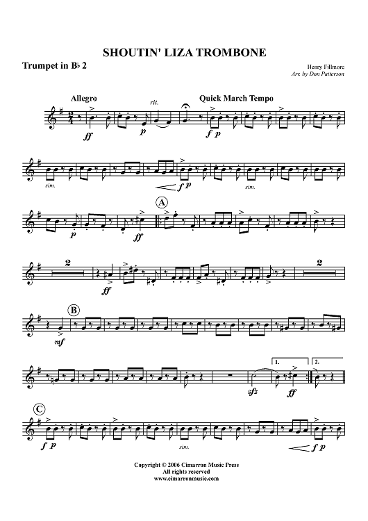 Shoutin' Liza Trombone - Trumpet 2