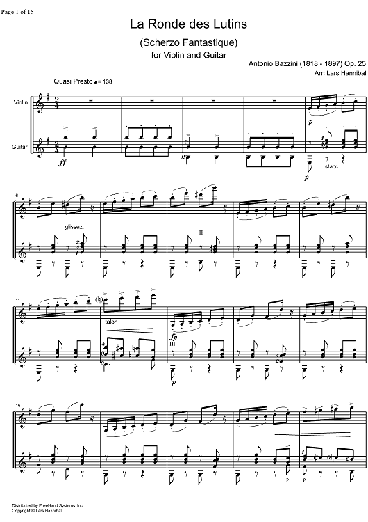 La Ronde des Lutins Scherzo Fantastique - Score